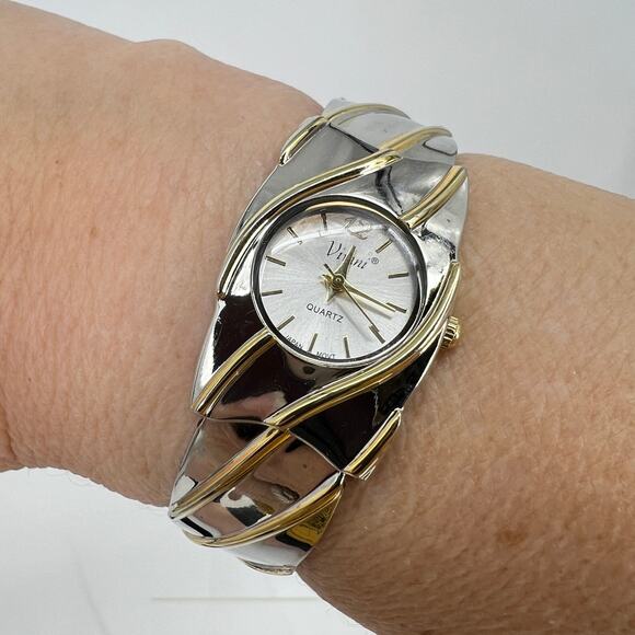 Vivani Womens Two Tone Stainless Quartz Bracelet Watch Works New Battery - Picture 7 of 7